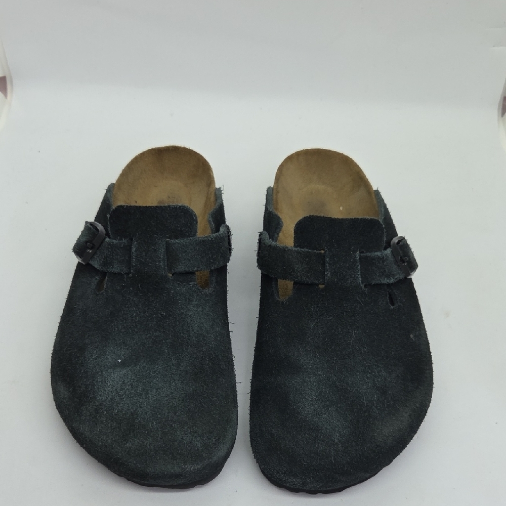 Birkenstock Boston Black Suede Clog with Buckle 36